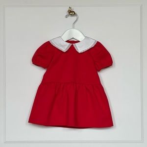 Janie and Jack | Lace Collar Ponte Dress in Very Cherry Red
